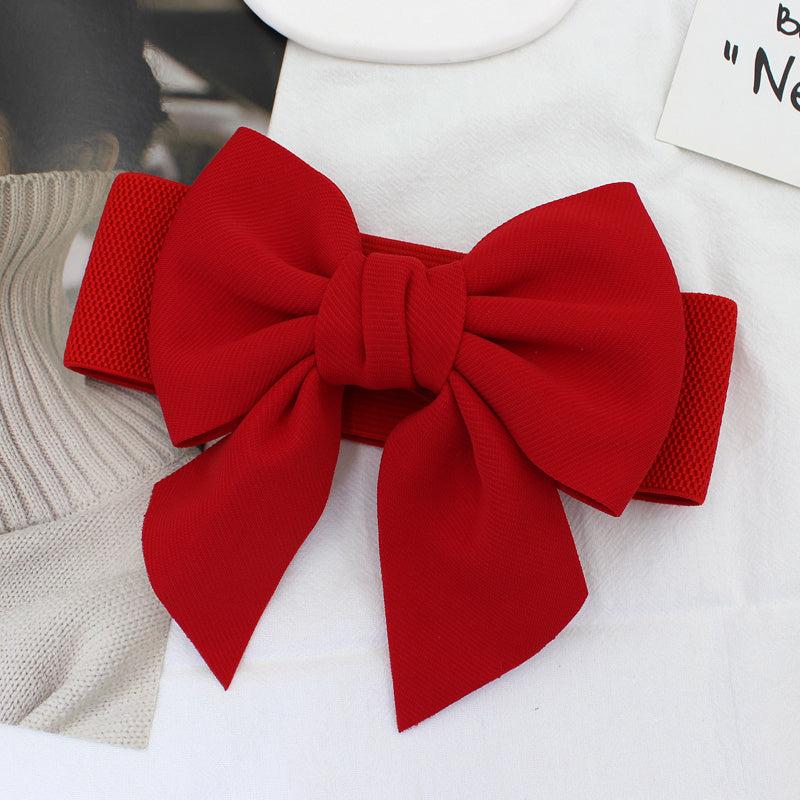 Sweet Bowknot Elastic Waist Belt Women's Dress Decoration Wide Belt