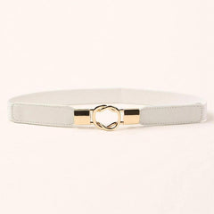 Women Retro Skinny Waist Belt with Golden Buckle