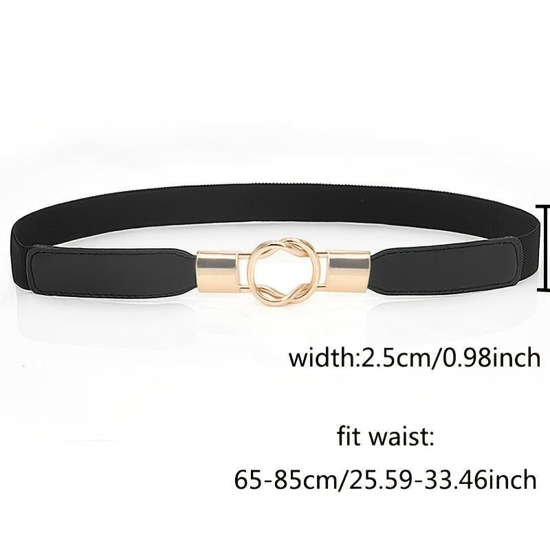 Women Retro Skinny Waist Belt with Golden Buckle