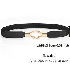 Women Retro Skinny Waist Belt with Golden Buckle