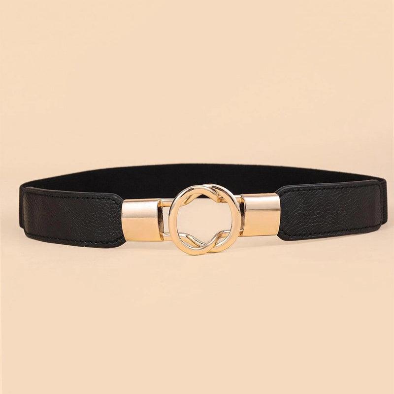 Women Retro Skinny Waist Belt with Golden Buckle