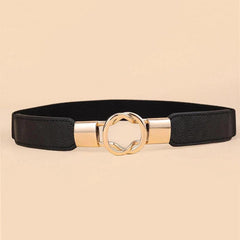 Women Retro Skinny Waist Belt with Golden Buckle
