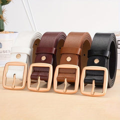 Square Buckle Casual Belt Solid PU Belt Waistband Coat Girdle