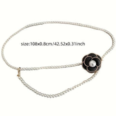 Camellia Faux Pearl Waist Chain for Women