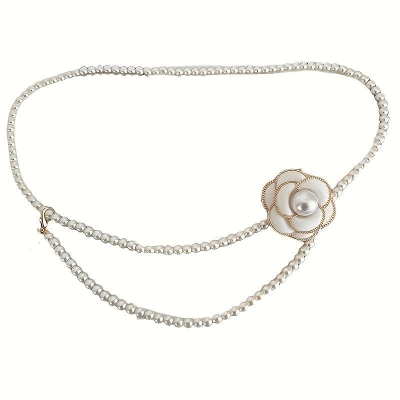 Camellia Faux Pearl Waist Chain for Women