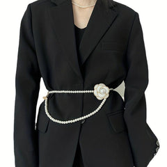 Camellia Faux Pearl Waist Chain for Women