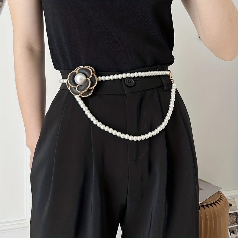 Camellia Faux Pearl Waist Chain for Women