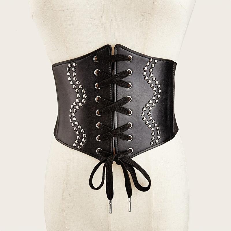 Women's Pu Leather Corset Belt Wide Retro Elastic Tight Waist Dress