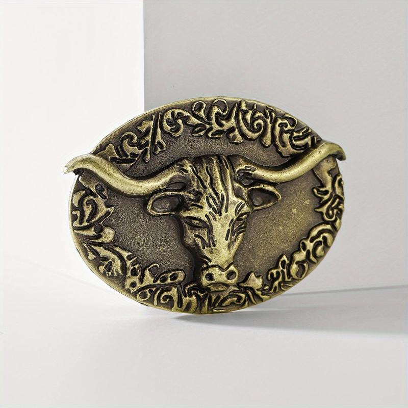 Vintage Bull Head Belt Buckle Unisex Oval Cowboy Cowgirl Belt