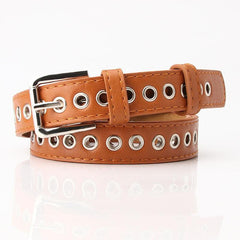Metal Grommets Rivets Pin Buckle Women's Belts Slim Waistband