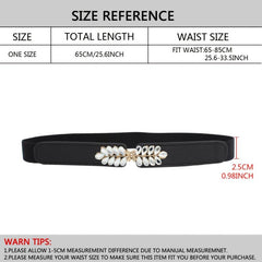 Women's Flower & Leaf Rhinestone Elastic Belt All-match Waist Cover