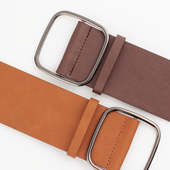 Women's Square Buckle PU Leather Jeans Casual Belts