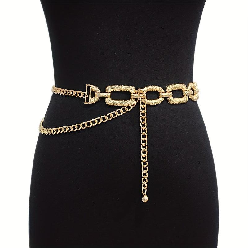 Metal Hollow Waist Chain Punk Women Dress Pendant Tassel Chain