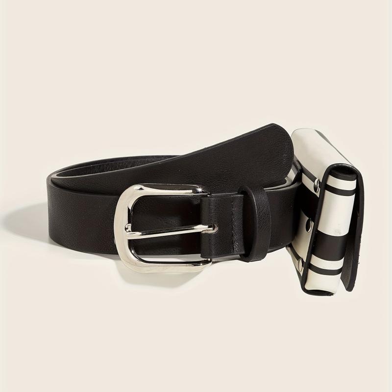 Hip Hop Striped Purse Belt PU Leather Crossbody Mini Bag Belt