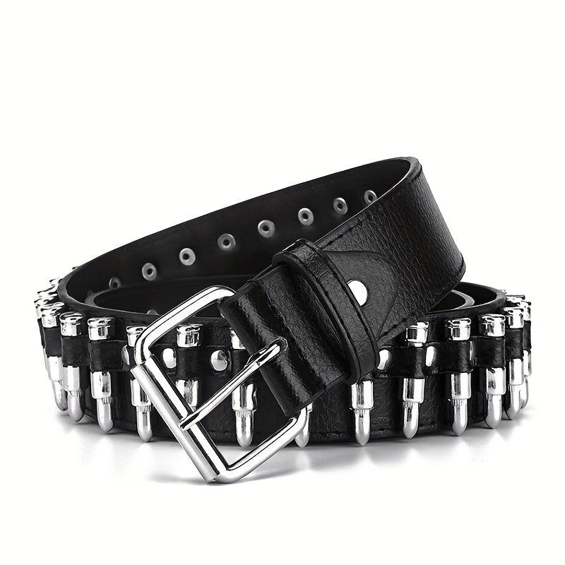 Men's Rivet Leather Belt Bullet Studded Belt
