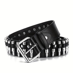 Men's Rivet Leather Belt Bullet Studded Belt