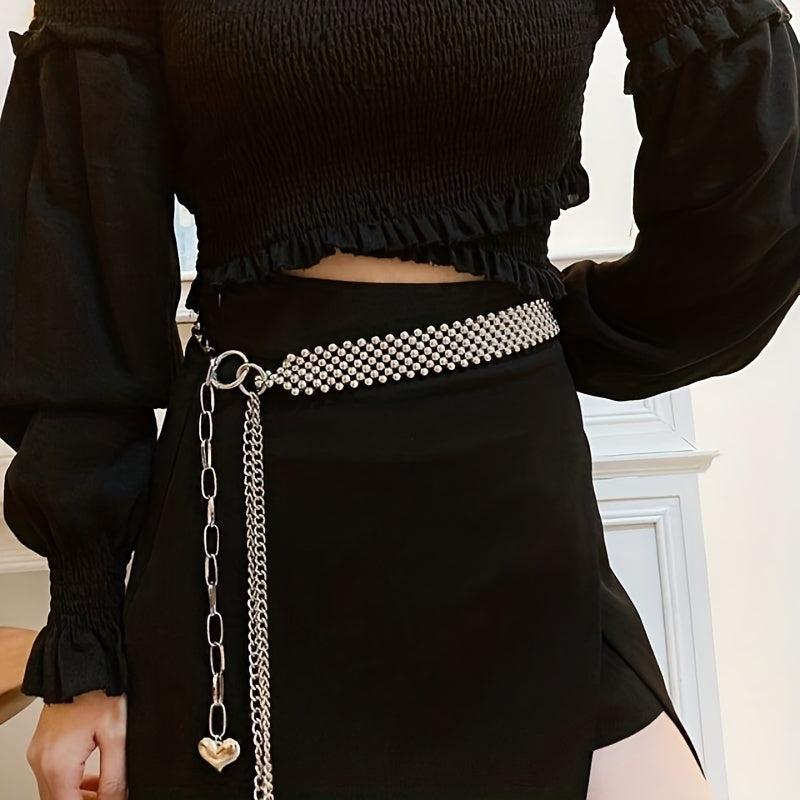 Heart Pendant Waist Chain Tassel Dress Girdle for Women
