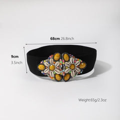 Rhinestone Buckle Wide Belt Punk Elastic Waistband Hip Hop Belt