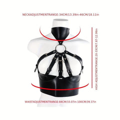 Gothic PU Leather Hollow Rivet Cage Bra Harness Belt Corset Waistband