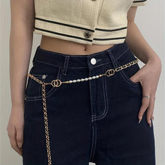 Faux Pear Decor Waist Chain Metal Belly Chain Decorative Chain Belt