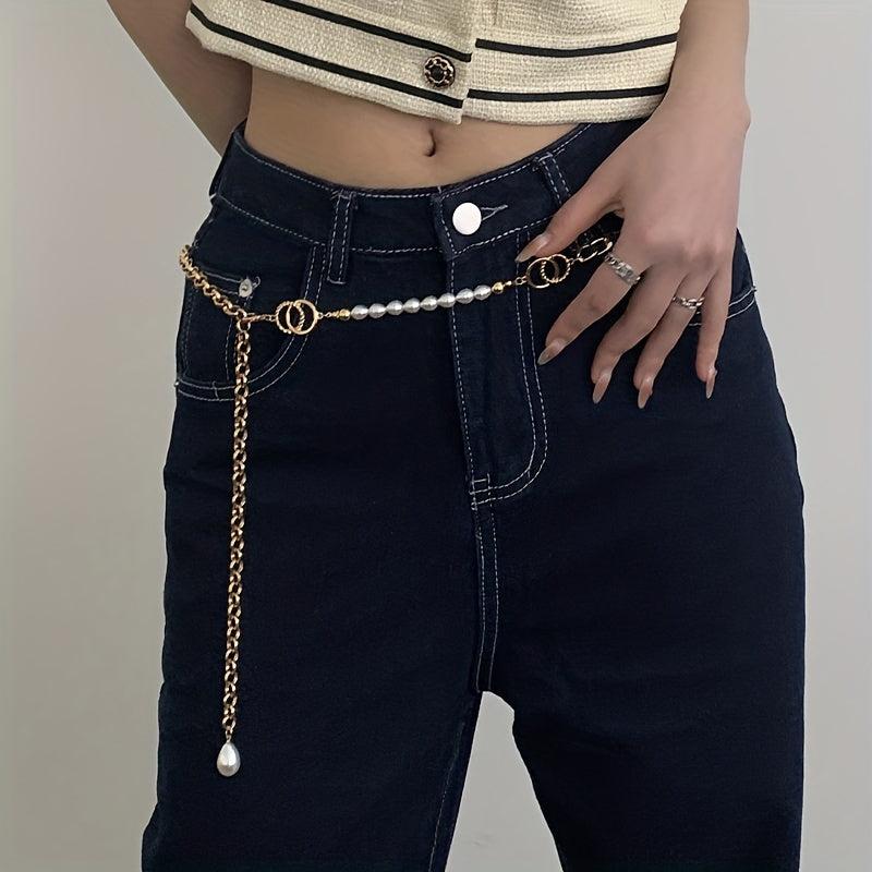 Faux Pear Decor Waist Chain Metal Belly Chain Decorative Chain Belt