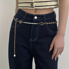 Faux Pear Decor Waist Chain Metal Belly Chain Decorative Chain Belt