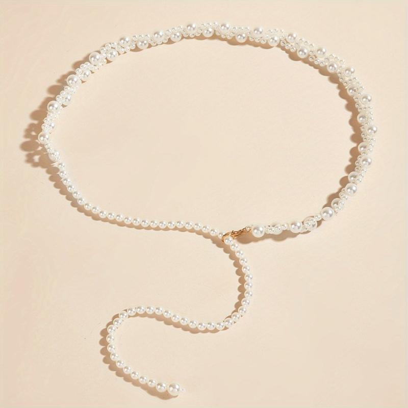 Vintage Faux Pearl Elastic Belt Women Dress Girdle