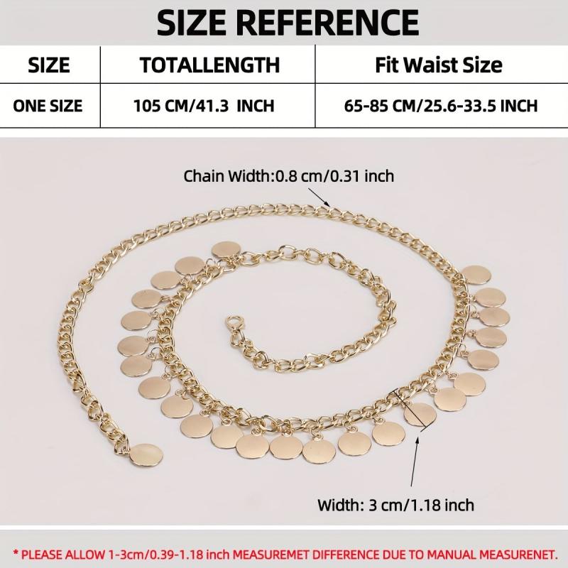 Coin Pendant Waist Chain Hip Hop Metal Chain Belt Dress Girdle Women