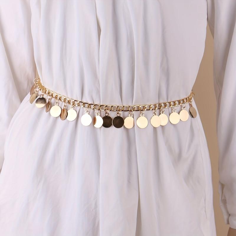 Coin Pendant Waist Chain Hip Hop Metal Chain Belt Dress Girdle Women