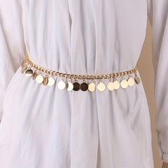 Coin Pendant Waist Chain Hip Hop Metal Chain Belt Dress Girdle Women