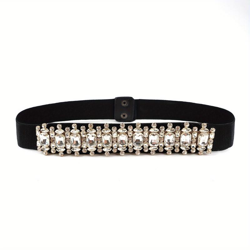 Crystal Elastic Wide Belt for Women Bohemian Girdle Dress Waistband