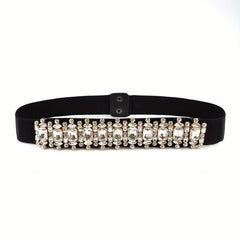Crystal Elastic Wide Belt for Women Bohemian Girdle Dress Waistband