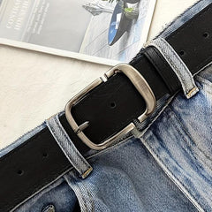 Unisex Pin Buckle Wide PU Belt Casual Jeans Pants Belt