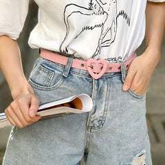 Peach Heart Hollow Belt Women's Decorative Jeans Belts