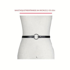 Circle Rivet PU Leather Belt Thin Gothic Waistband Adjustable Punk Belts