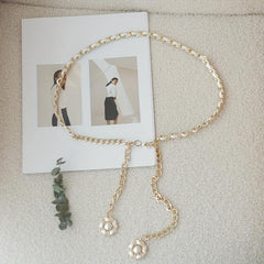 Camellia Pendant Chain Belts Silver Metal Chain Dress Decoration Waist Chain