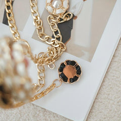 Camellia Pendant Chain Belts Silver Metal Chain Dress Decoration Waist Chain