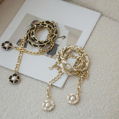 Camellia Pendant Chain Belts Silver Metal Chain Dress Decoration Waist Chain