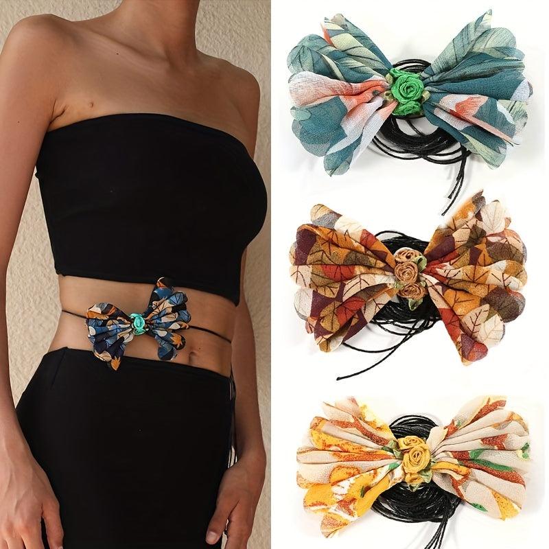 Boo Print Bowknot Sash Belt Lace Up Wax Rope Waist Belt