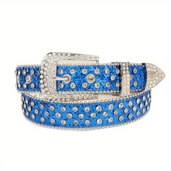 Rhinestone Sequins Sparkling Belt Hip Hop Rivet PU Leather Belt