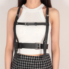 Wide PU Leather Corset Belt Body Harness For Women