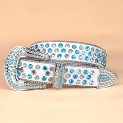 Women's Rhinestone Wide Belt Side Beads Punk Rivet Belt