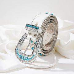Women's Rhinestone Wide Belt Side Beads Punk Rivet Belt