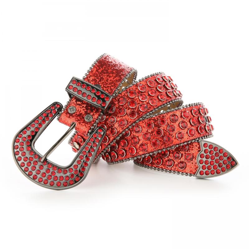 Y2K Rhinestone Glitter Belt Hip Hop Sparkly PU Leather Belt