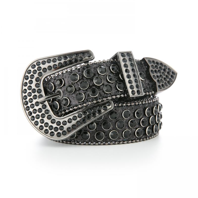 Y2K Rhinestone Glitter Belt Hip Hop Sparkly PU Leather Belt