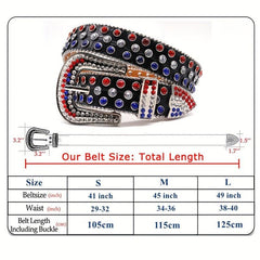 Studded Rhinestone Unisex Western Cowboy Belt