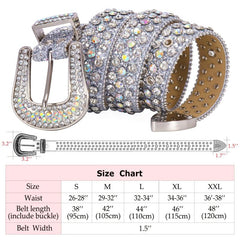 Western Rhinestone Belts Bling Crystal Studded Cowgirl Cowboy Strap