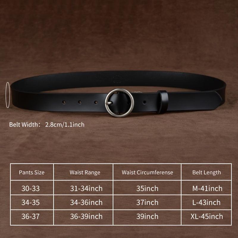 Round Buckle Leather Belt Women's Cowhide Casual Waist Belt