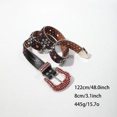Rhinestone Inlaid Belt Punk PU Leather Cowboy Cowgirl Belt Unisex
