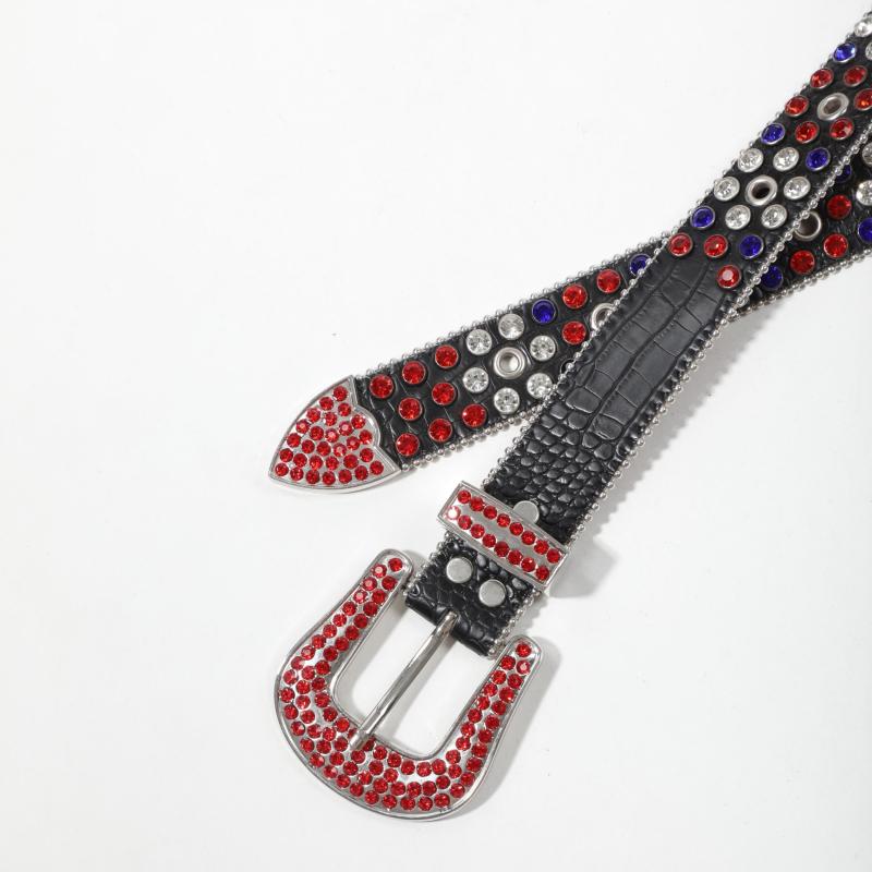 Rhinestone Inlaid Belt Punk PU Leather Cowboy Cowgirl Belt Unisex
